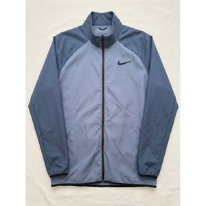 Nike L Mens Dri-FIT Full Zip Jacket Blue Athletic Performance Track Running